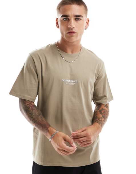 Jack & Jones oversized t-shirt with originals logo in dark grey - view 1
