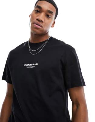 Jack & Jones oversized t-shirt with originals print in black