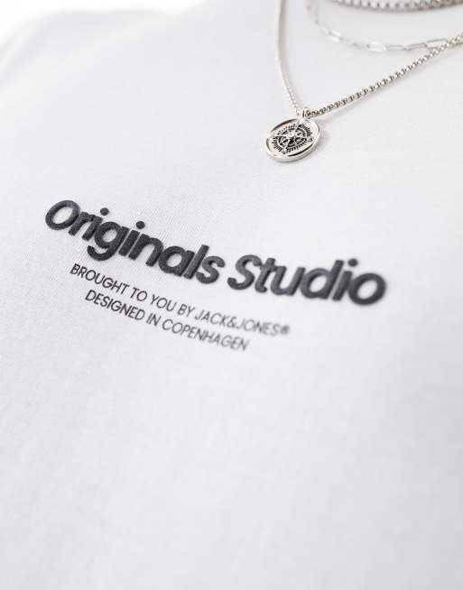 Jack & Jones oversized t-shirt with originals print in white, 2 of 4