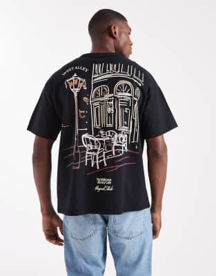 Jack & Jones Oversized T-shirt With Originals Sketch In Black