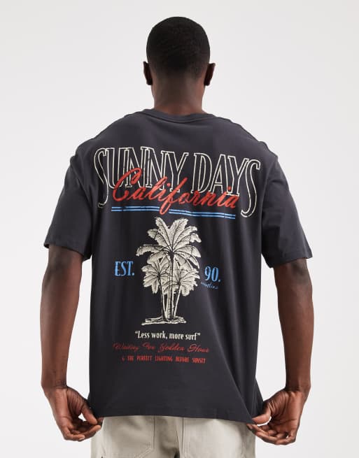 Jack & Jones oversized t-shirt with palm tree backprint in black, 5 of 5