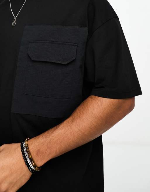 Regular Fit Pocket-detail T-shirt - Black - Men