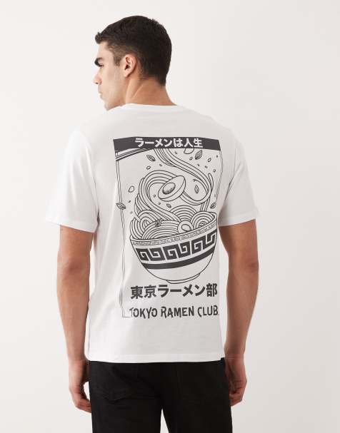 Jack & Jones oversized t-shirt with ramen club back print in white - view 1