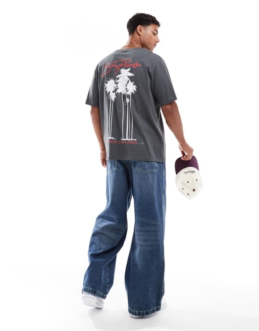 Jack & Jones oversized t-shirt with San Francisco print in gray