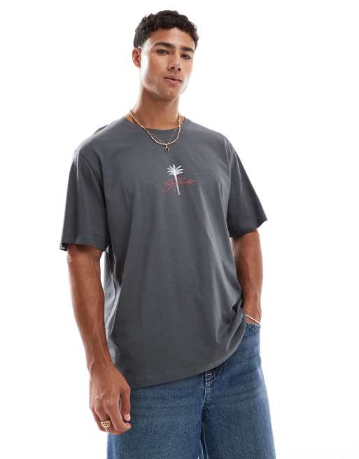 Jack & Jones oversized t-shirt with San Francisco print in gray