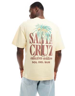 Jack & Jones oversized t-shirt with santa cruz back print in buttercream