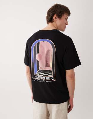 Jack & Jones Oversized T-shirt With Scenic Back Print In Black