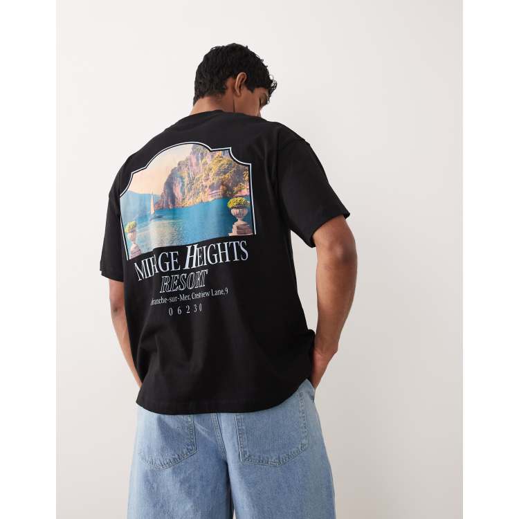 Jack & Jones oversized T-shirt with scenic back print in black | ASOS