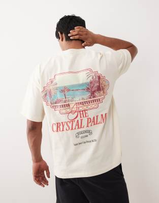 Jack & Jones Oversized T-shirt With Scenic Back Print In Neutral