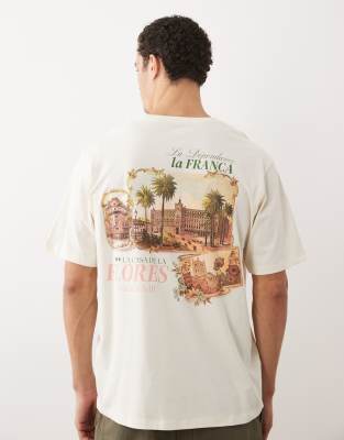 Jack & Jones Oversized T-shirt With Scenic Backprint In Neutral