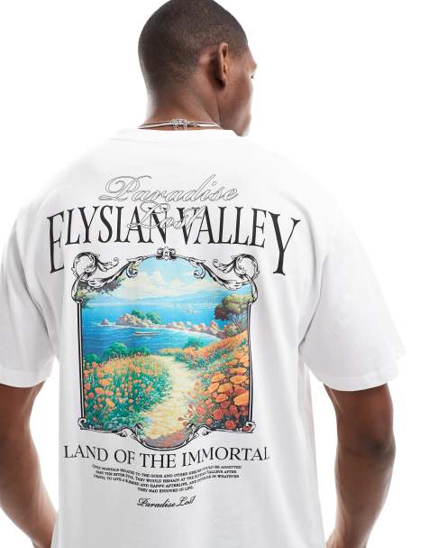 Jack & Jones oversized t-shirt with scenic backprint in white - view 1