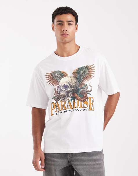Jack & Jones oversized t-shirt with skull print in white - view 1