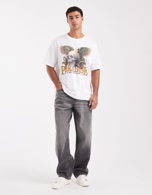 Jack & Jones Oversized T-shirt With Skull Print In White