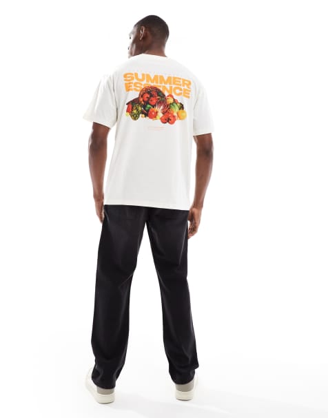 Jack & Jones oversized t-shirt with summer escence print in cream - view 1