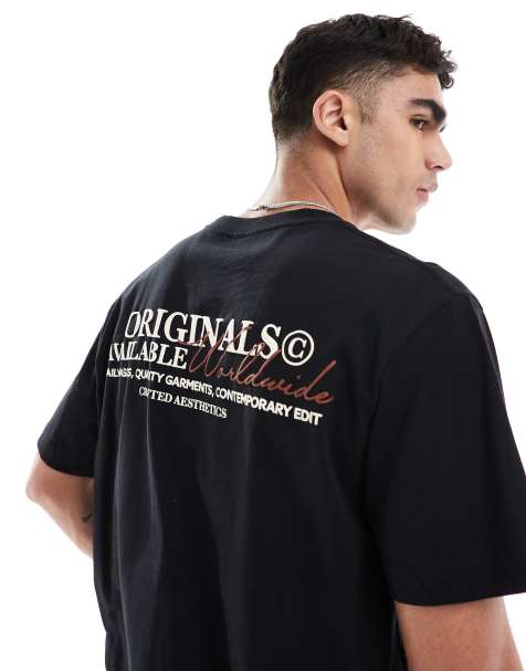 Jack & Jones oversized t-shirt with text backprint in black - view 1