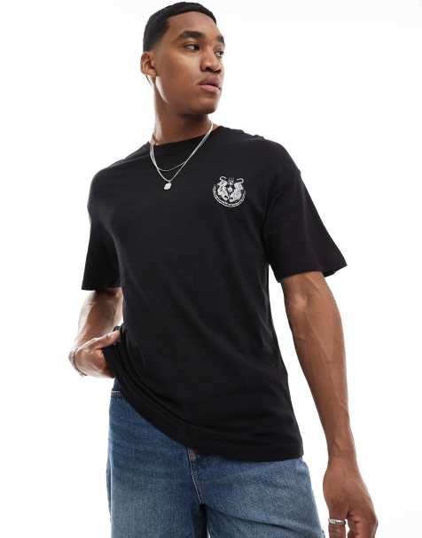 Jack & Jones oversized t-shirt with tiger back print in black - view 1