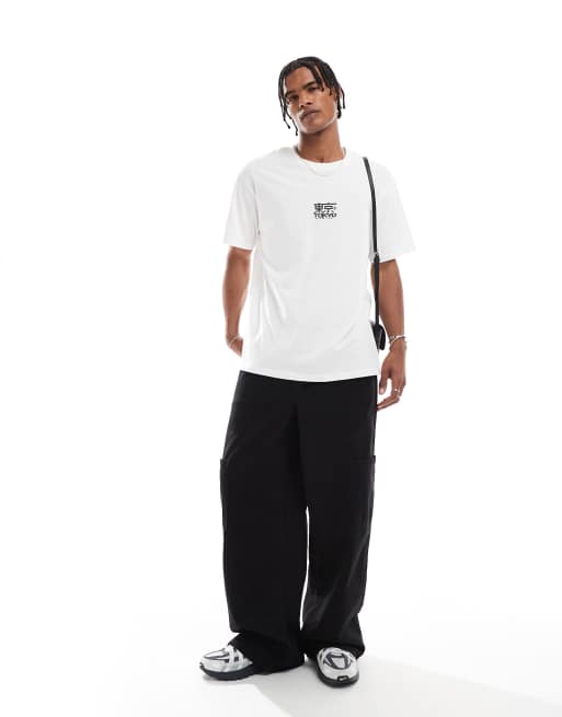 Jack & Jones oversized T-shirt with tokyo back print in white