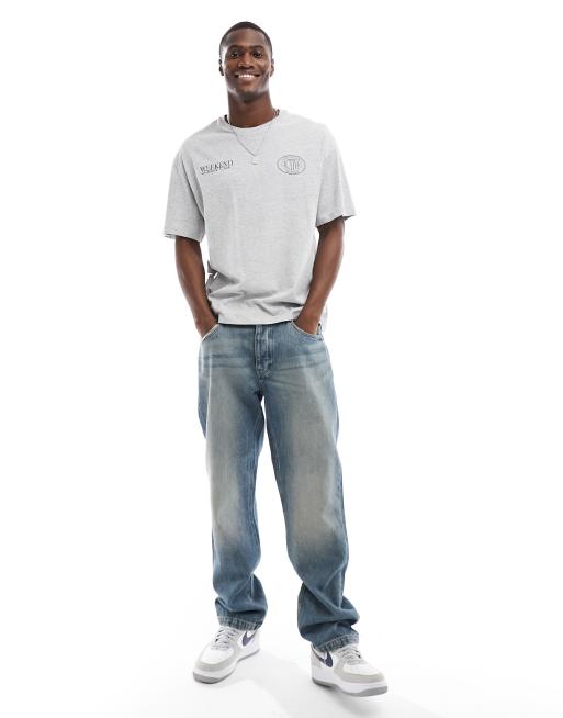 Jack & Jones oversized t-shirt with weekend print in gray heather, 3 of 4