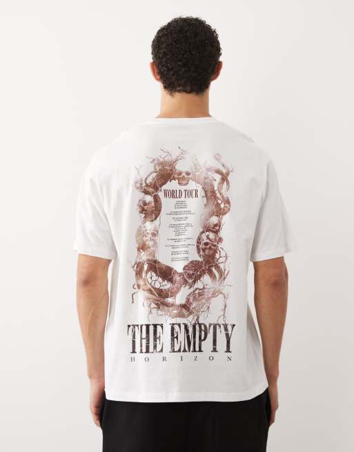 Jack & Jones oversized t-shirt with world tour skull backprint in white, 3 of 5
