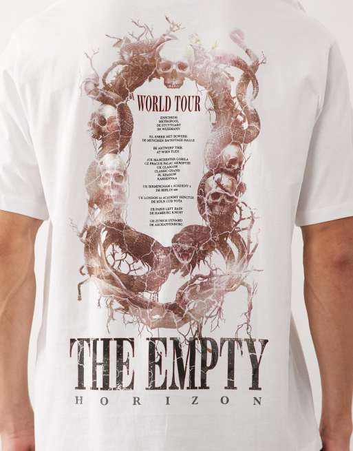 Jack & Jones oversized t-shirt with world tour skull backprint in white, 5 of 5