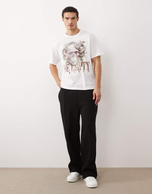 Jack & Jones oversized t-shirt with world tour skull front and back prints in white, 2 of 5