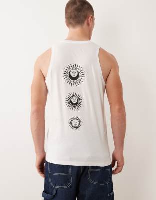 Jack & Jones Oversized Tank Top With Sun Back Print In White