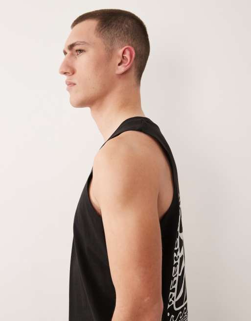Jack & Jones oversized tank with sun back print in black, 4 of 5