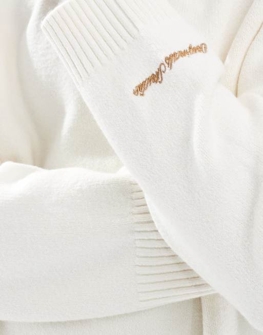 Jack & Jones oversized thick crew neck jumper in cream, 5 of 5