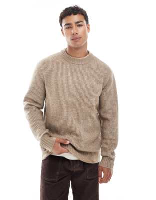 Jack & Jones Oversized Thick Rib Knit Sweater In Neutral