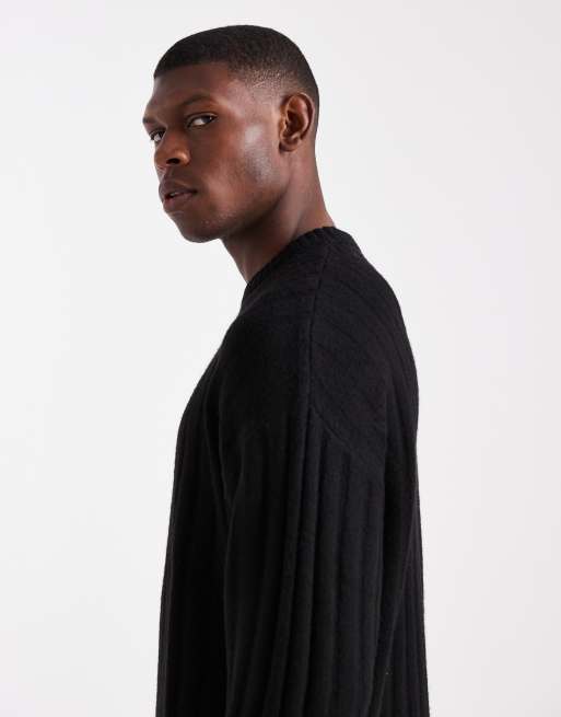 Jack & Jones oversized thick rib knit sweater in black | ASOS