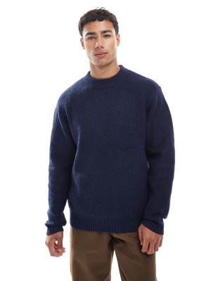 Jack & Jones Oversized Thick Rib Knit Sweater In Blue