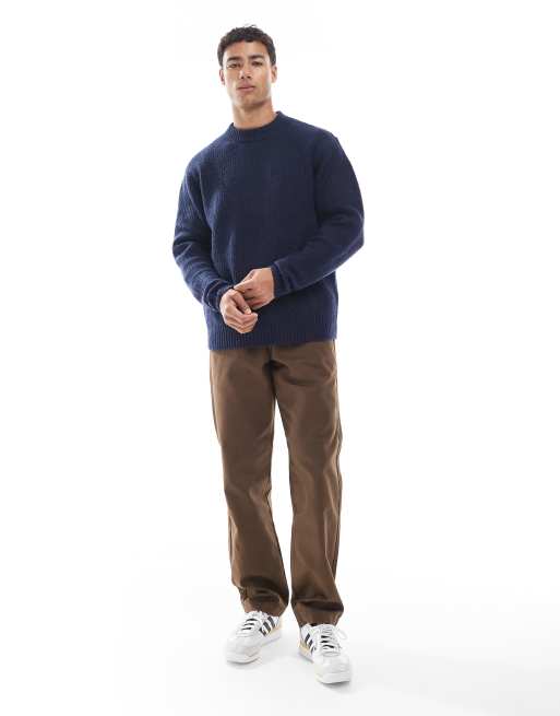 Jack & Jones oversized thick rib knit sweater in navy blue