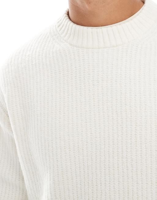 Jack & Jones - Oversized trui met brede ribbels in crème, 2 van 5