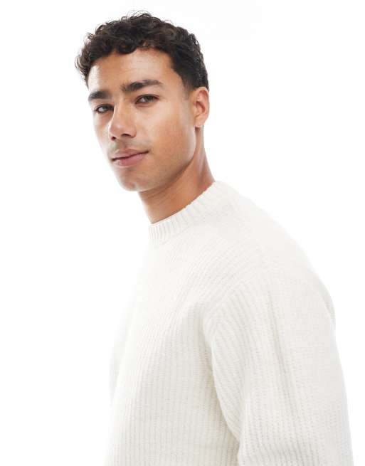 Jack & Jones - Oversized trui met brede ribbels in crème, 3 van 5