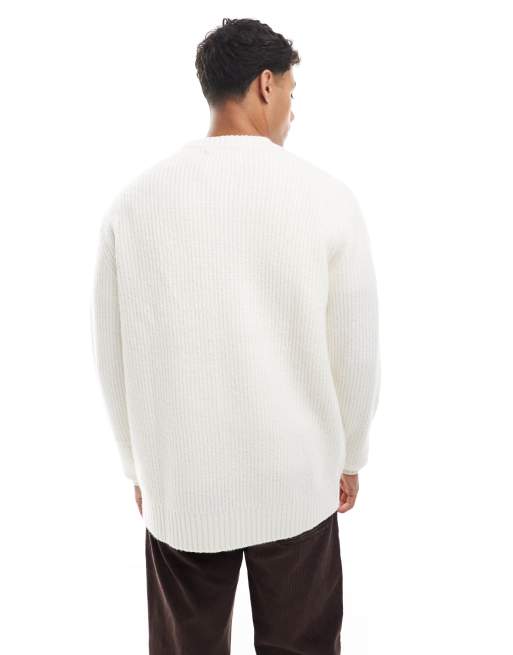 Jack & Jones - Oversized trui met brede ribbels in crème, 4 van 5