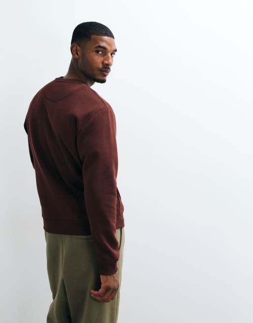 Jack & Jones oversized trui met ronde hals in bordeauxrood, 3 van 5