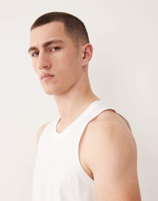Jack & Jones oversized vest with japanese mountain back print in white, 4 of 5