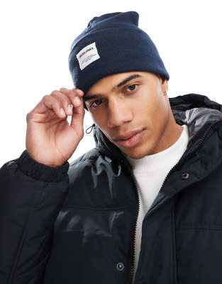 Jack & Jones Jack & Jones overzised knitted beanie in navy