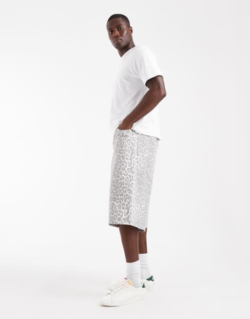 Jack & Jones - Owen - Baggy jort met luipaardprint in grijs, 3 van 5