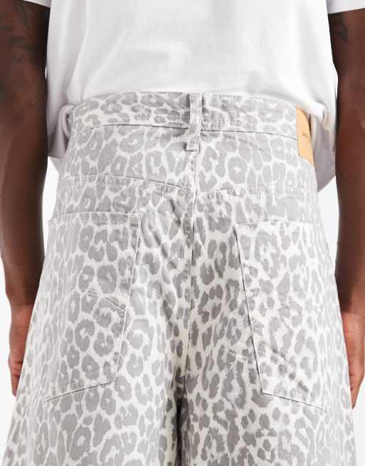 Jack & Jones - Owen - Baggy jort met luipaardprint in grijs, 4 van 5