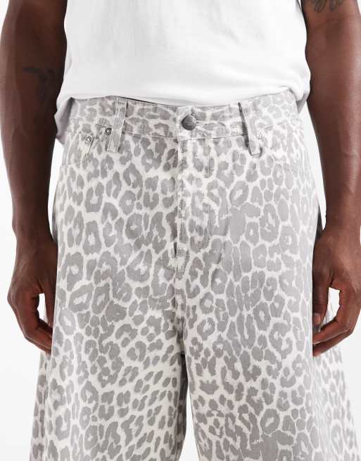 Jack & Jones - Owen - Baggy jort met luipaardprint in grijs, 5 van 5