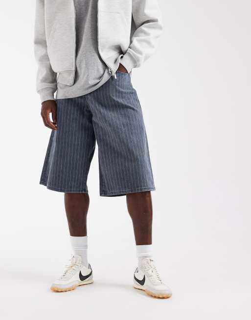 Jack & Jones – Owen – Weite Jeans-Jorts mit Streifen in dunklem Marineblau, 3 von 5