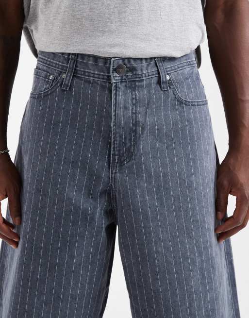 Jack & Jones – Owen – Weite Jeans-Jorts mit Streifen in dunklem Marineblau, 5 von 5