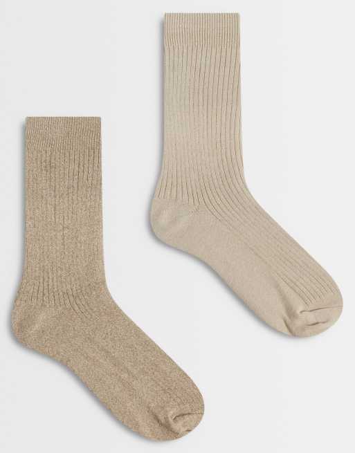 Jack & Jones - Pack de 2 pares de calcetines deportivos color avena