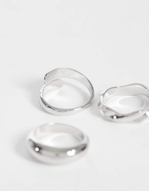 Jack & Jones - pack de 3 anillos fundidos en plata, 3 de 3