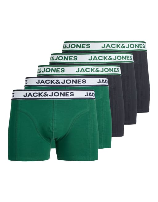 Jack & Jones pack de 5 calzoncillos en verde oscuro multicolor, 7 de 7