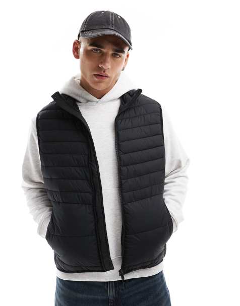 Jack & Jones packable padded gilet in black - view 1