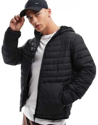 Jack & Jones Jack & Jones packable padded jacket with hood in black