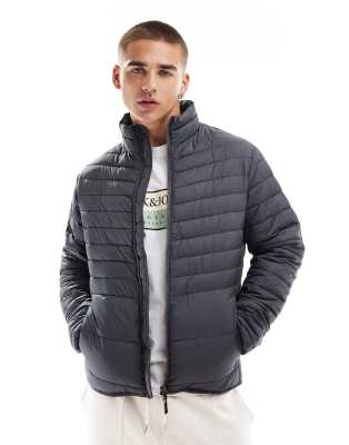 Jack & Jones Jack & Jones packable padded jacket with stand collar in dark grey