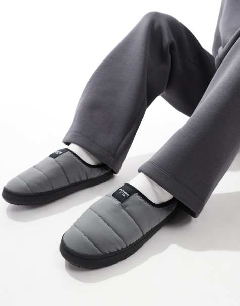 Jack & Jones padded mule slipper in light grey - view 1